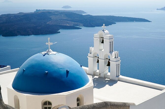 Santorini Full Day Trip by Santo Luxury Escape - Firostefani: the view with the “Blue Domed Church” moment