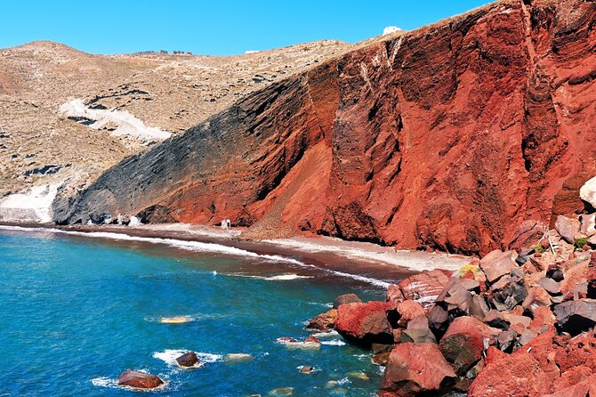 Santorini: Full Island Tour & Sunset with Local Guide & Pick-up - Stop 1: Red Beach (About 20 Minutes) and the Volcanic Story in Motion