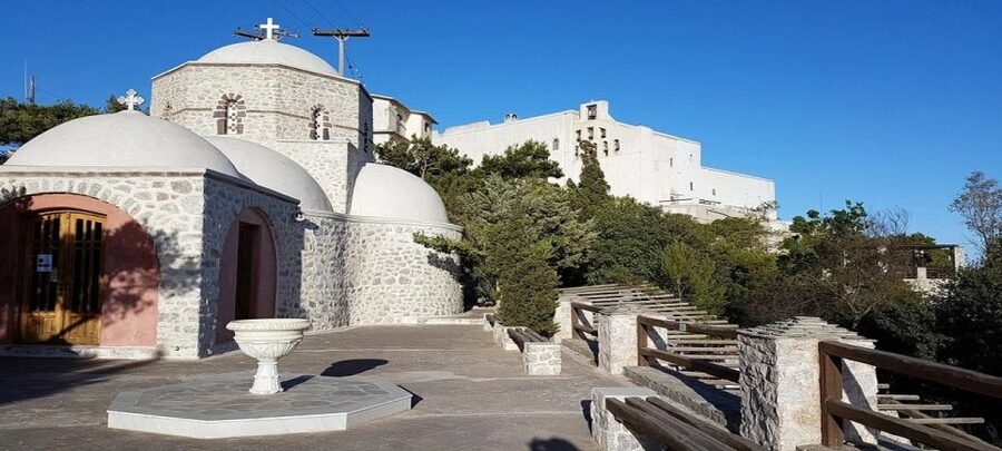 Santorini: Guided Island Day Trip with Beach Visit - Prophet Elias Monastery: the first viewpoint that sets the tone