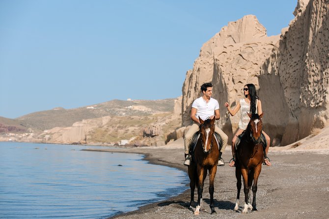 Santorini: Horse Riding to the Black Sandy Beach (Eros beach) - The route’s first beach-area stop (Παραλία Βλυχάδα) and what to expect