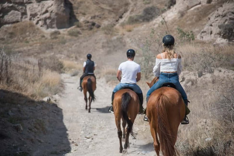 Santorini: Horse Riding Trip to Black Sandy Beach - The start near Caldera Beach dunes: learn, then move