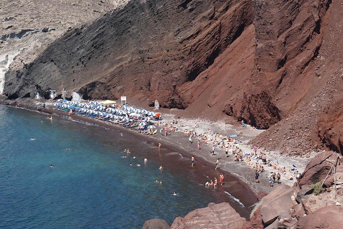 Santorini local private tour for small group - Stop 5: Red Beach’s red-and-black volcanic look near Akrotiri
