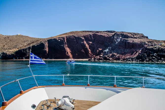 Santorini: Motor Yacht Private Cruise with 5-Course Meal - Mesa Pigadia: the longest on-water segment and the easiest place to relax