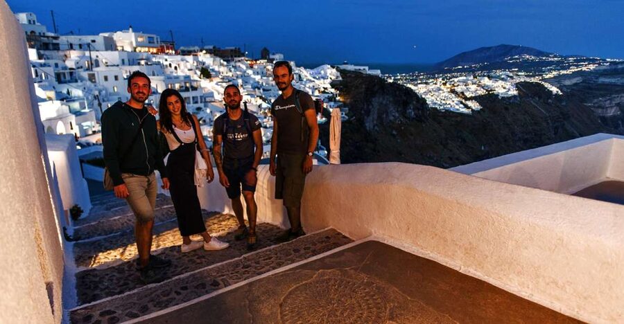 Santorini: Night Hike, Wine Tasting, and Greek Dinner - The sunset moment: Caldera and volcano views without the daytime crowd