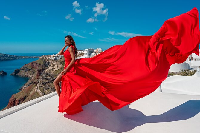 Santorini Oia: Private Flying Dress Photoshoot - Why Oia Works So Well for a Flying Dress Photoshoot