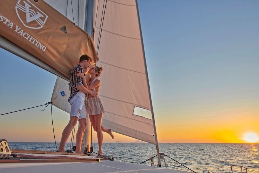 Santorini: Platinum Catamaran Cruise w/ BBQ Meal & Open Bar - Between sightseeing and swimming: the caldera route that keeps momentum