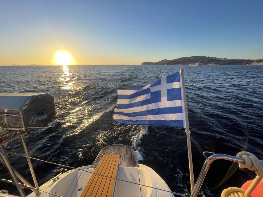 Santorini: Private All-In Catamaran Cruise, with Food|Drinks - Nea Kameni Hot Springs: Wine, Snorkeling Gear, and Your Main Water Block