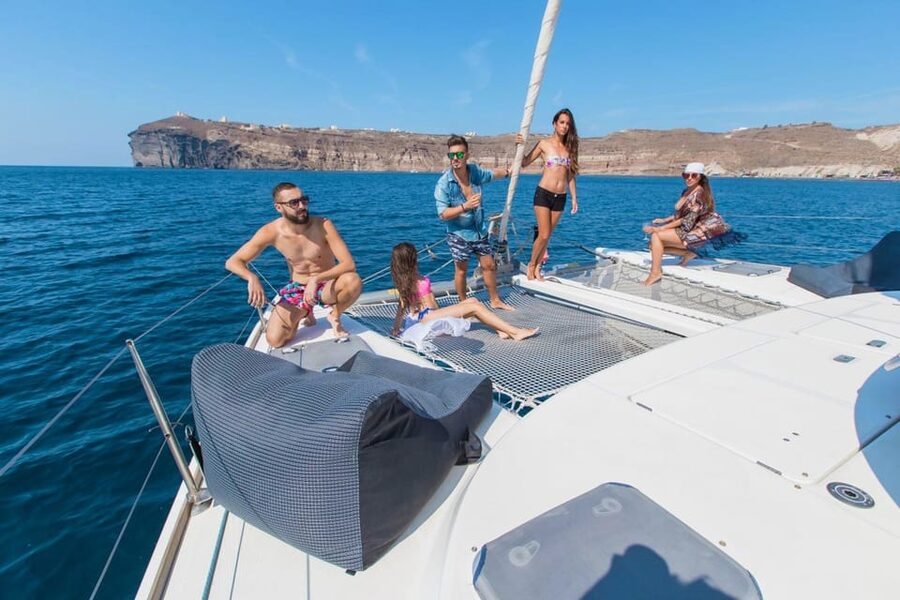 Santorini: Private Catamaran Cruise with Food & Drinks - Akrotiri Lighthouse, Aspronisi, and the Caldera route that feels made for the sea