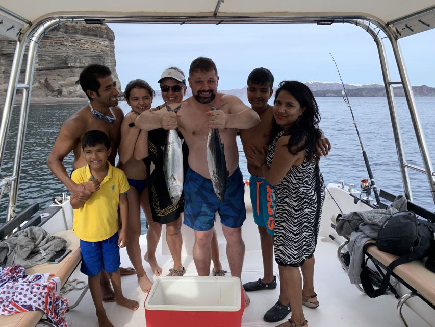 Santorini Private Cruise boat fishing tour - BBQ, Snorkeling - The BBQ lunch: why it’s the real payoff
