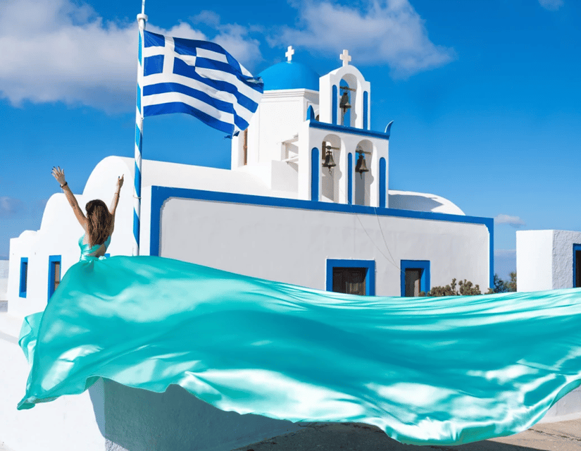 Santorini: Private Flying Dress Photoshoot with Pickup - Editing and deliverables: what you get for your money