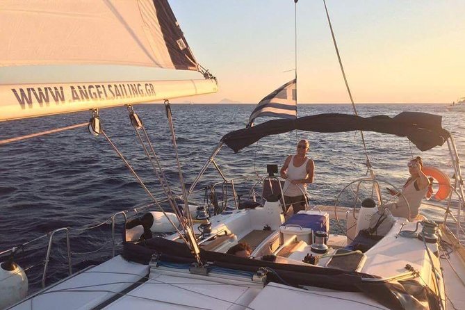Santorini Private Sunset Sailing Tour with Dinner, Drinks &Transfer included - Thirassia swim time: calm water and an easy sunset setup