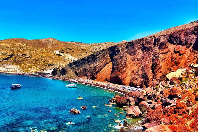 Santorini Private Tour Fully Customizable - Perivolos black-sand beach: the lunch-and-breathe break