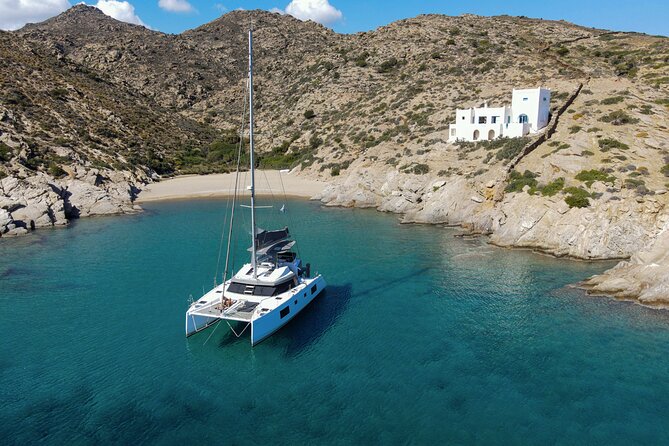 Santorini Private Tour Half-Day Sailing Platinum Catamaran Cruise - Platinum catamaran comfort with the caldera view turned up