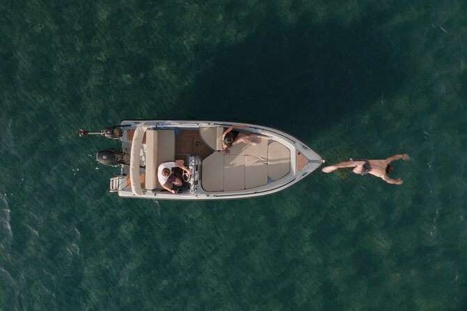 Santorini Rent a Boat - License free private cruise - Your 5-hour (and sunset) route: beaches, snorkel stops, and quiet time