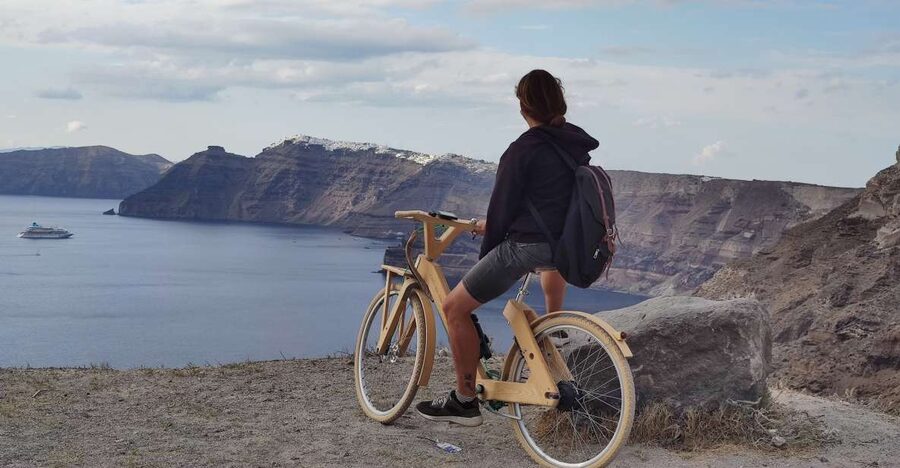 Santorini's Handcrafted Wooden E-Bike Rental - Starting at Exi Experience in Perissa: the smooth handoff
