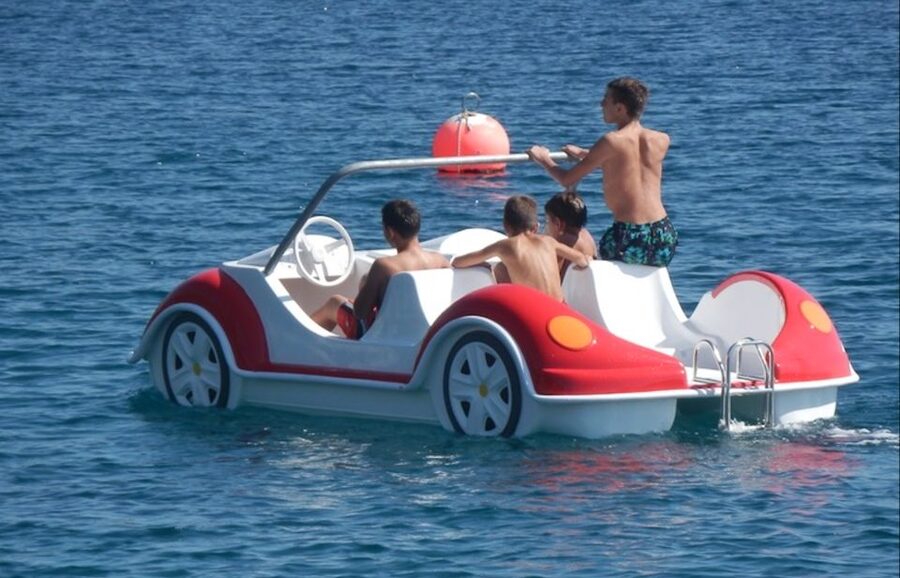 Santorini: Sail into Serenity with Our Pedal Boats - Included comforts that make a difference: life jacket, lockers, shower, parking