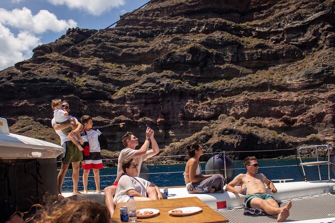 Santorini Sailing Catamaran Daily Cruises w/ Greek BBQ @Thirasia - Red Beach and Akrotiri’s Venetian Lighthouse Photo Moments