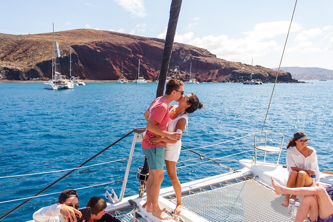 Santorini Sailing Catamaran Daily Cruises w/ Greek BBQ @Thirasia - Volcano Stop: Hot Springs Time at Sea