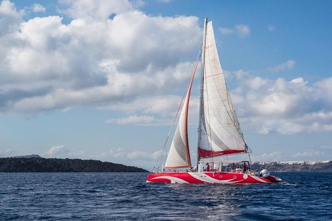 Santorini Sailing Dream Catcher with BBQ Lunch and Drinks - Crew, music, and that small-boat feeling