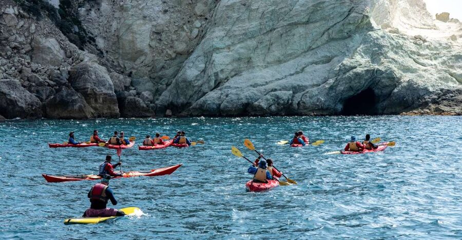 Santorini: Sea Kayaking with Light Lunch - Mesa Pigadia Launch: Black Beach, Cave Houses, and Quick Coaching