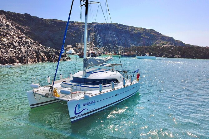 Santorini: Special Occasions Catamaran Cruise, All Inclusive - Mesa Pigadia snorkeling and the onboard BBQ that keeps things effortless