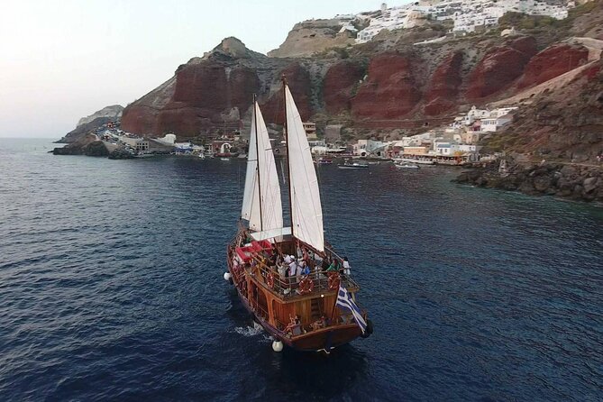 Santorini Sunset Cruise in Caldera - The caldera sailing after swimming: sunset views from a wooden boat