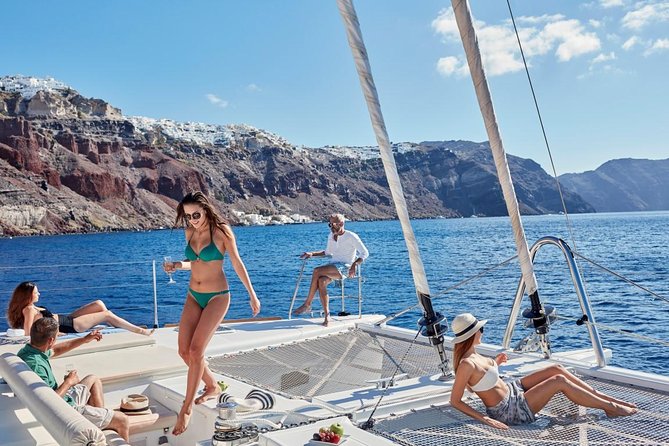 Santorini Sunset Luxury Sailing Catamaran Cruise with BBQ, drinks, transfer - Why a luxury catamaran beats the crowded caldera view