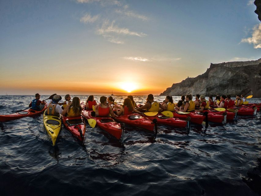 Santorini: Sunset Sea Kayak with Light Dinner - Eastbound route: White Beach cliffs and Red Beach volcanic color