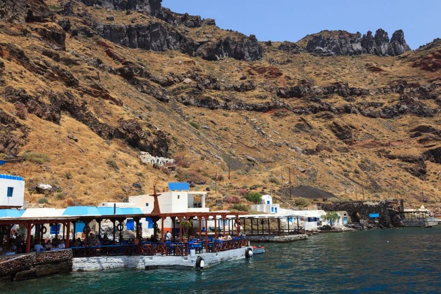 Santorini: Thirassia Islands and Volcano Guided Cruise - Thirassia Island and Manolas: Calm Water, Lunch Choices, and a Cliffside Village Walk