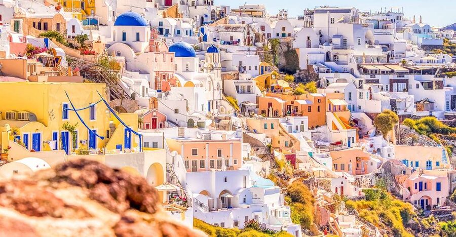 Santorini: Top Sights Day Trip, Wine Tasting, & Oia Sunset - Profítis Ilías and the Monastery Courtyard Above the Caldera