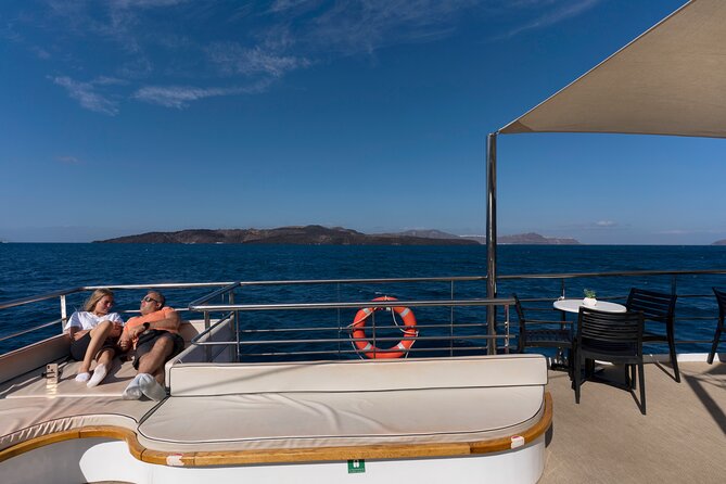 Santorini Tour of Caldera with Glass bottom Boat - Stop 2: Nea Kameni, Then the Hot Springs Swim at Palaia Kameni
