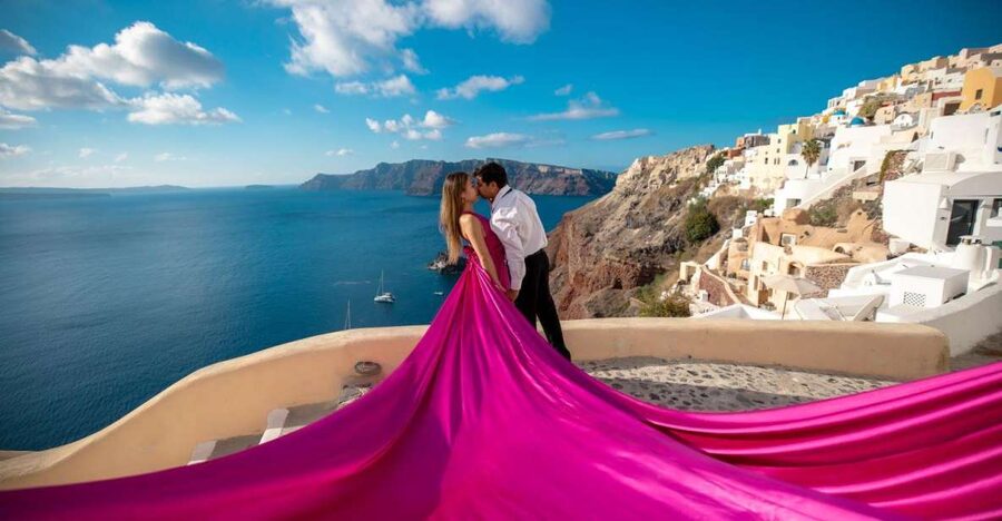 Santorini: Unique Flying Dress Photoshoot Experience - Key Things to Know Before You Go