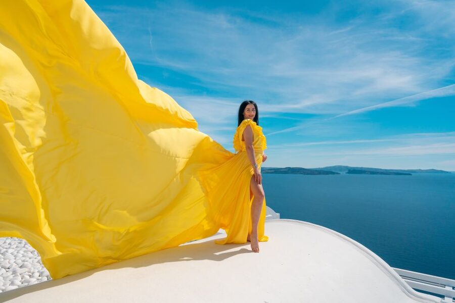 Santorini: Unique Flying Dress Photoshoot Experience - Meeting Point Reality Check (No Hotel Pickup)