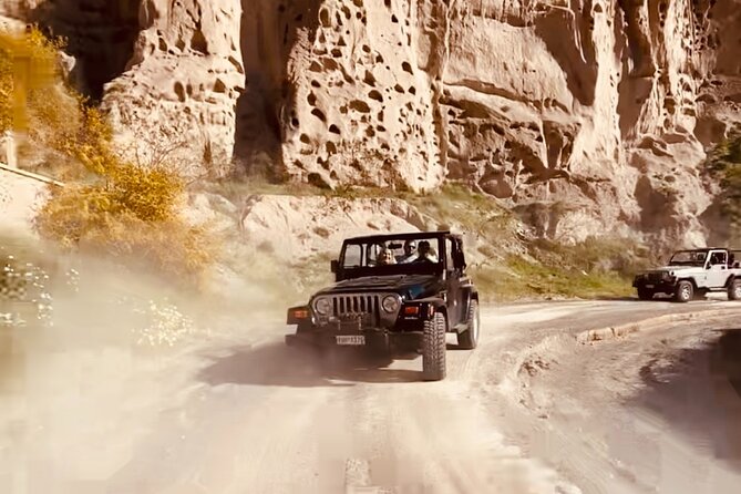 Santorini Wrangler Jeep Afternoon Convoy Tour - Vlychada black-sand photos to Eros beach reset