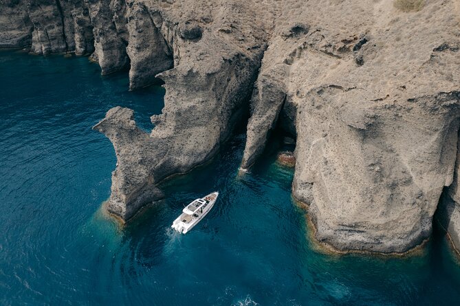 The Fastest Private Motor Yacht in Santorini - All Inclusive Tour - Mesa Pigadia: clear water and a serious swim stop