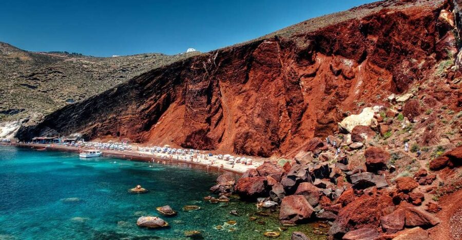 Thera: 4-Hour Santorini Beach Private Tour - Red Beach near Akrotiri: dramatic cliffs, but plan for the crowd vibe