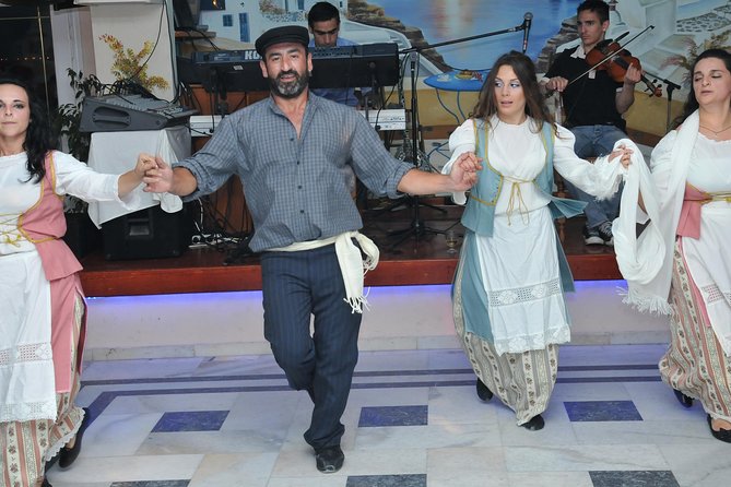 Traditional Greek Night live Music & Dinner Show in Santorini - Drinks included: unlimited wine, beer, and soft drinks
